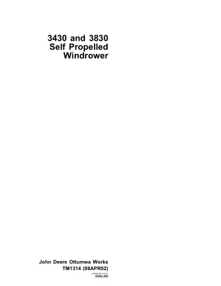 John Deere 3830 Self Propelled Windrower Service Repair Manual (tm1314)