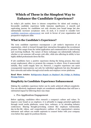 Which of These is the Simplest Way to Enhance the Candidate Experience