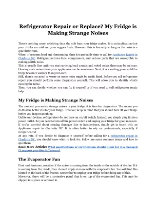 Refrigerator Repair or Replace