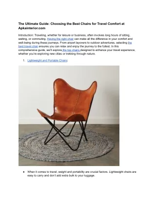 The Ultimate Guide_ Choosing the Best Chairs for Travel Comfort at Apkainterior