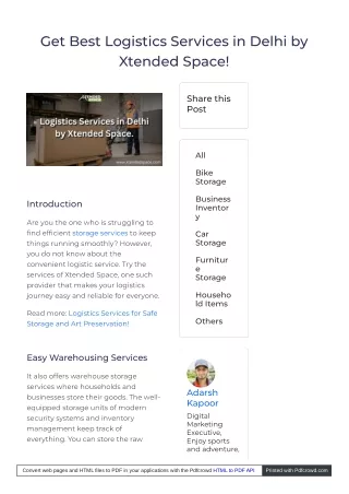 Effortless Logistics in Delhi: Warehousing & Transportation by Xtended Space