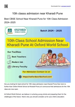 10th classs admission near Kharadi pune