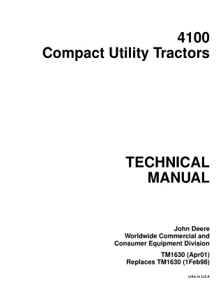 John Deere 4100 Compact Utility Tractor Service Repair Manual