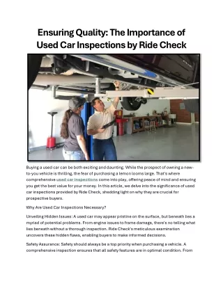 Ensuring Quality The Importance of Used Car Inspections by Ride Check