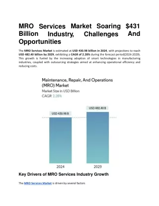 MRO Services Market Soaring $431 Billion Industry, Challenges And Opportunities