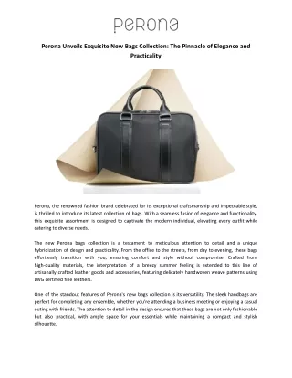 Perona Unveils Exquisite New Bags Collection_ The Pinnacle of Elegance and Practicality