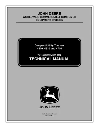 John Deere 4510 Compact Utility Tractor Service Repair Manual