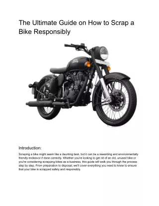 USED - ( PDF) The Ultimate Guide on How to Scrap a Bike Responsibly