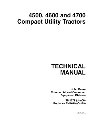 John Deere 4600 Compact Utility Tractor Service Repair Manual