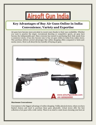 Key Advantages of Buy Air Guns Online in India Convenience, Variety and Expertise
