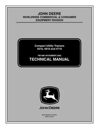 John Deere 4610 Compact Utility Tractor Service Repair Manual