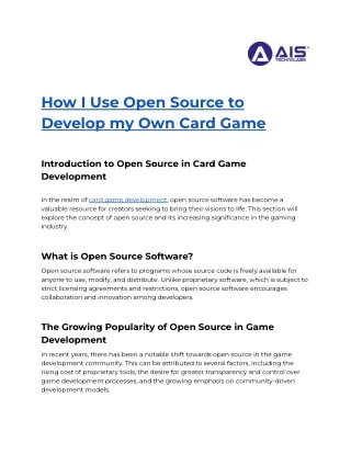 How I Use Open Source to Develop my Own Card Game