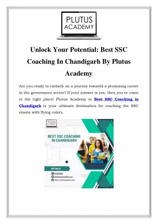 Best SSC Coaching in Chandigarh  Call:8123002808