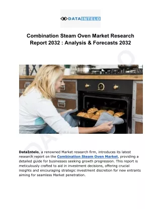 Combination Steam Oven Market I Global Outlook and Forecast 2024-2032