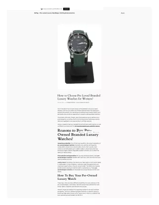 How to Choose Pre Loved Branded Luxury Watches for Women?