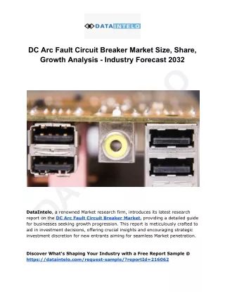 DC Arc Fault Circuit Breaker Market I Global Outlook and Forecast 2024-2032