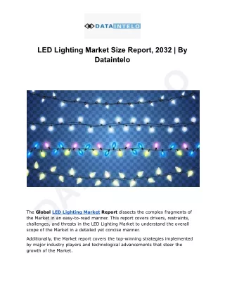 LED Lighting Market I Global Outlook and Forecast 2024-2032