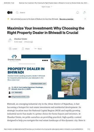Maximize Your Investment_ Why Choosing the Right Property Dealer in Bhiwadi Is Crucial _ by Shankar Estate