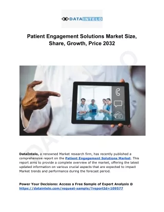 Patient Engagement Solutions Market I Global Outlook and Forecast 2032