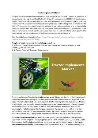 Tractor Implements Market Outlook, Trends Forecast 2024