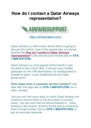 How do I contact a Qatar Airways representative