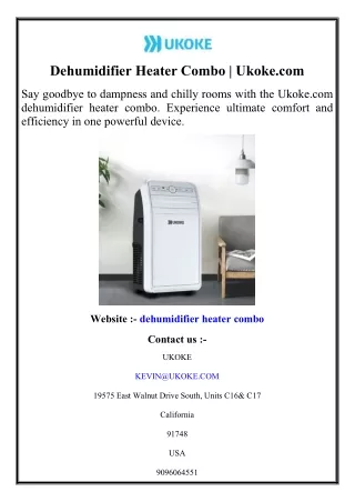 Dehumidifier Heater Combo  Ukoke.com