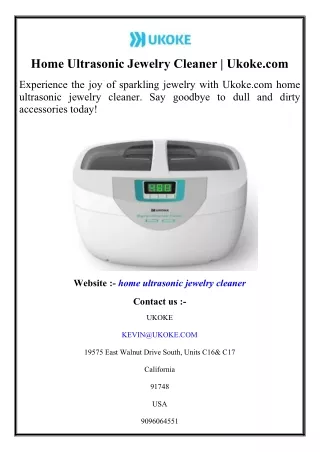 Home Ultrasonic Jewelry Cleaner  Ukoke.com