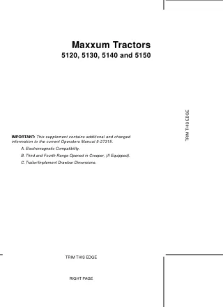 Case IH Maxxum 5120 5130 5140 and 5150 Tractors Supplement Operator’s Manual Instant Download (Publication No.9-27315)