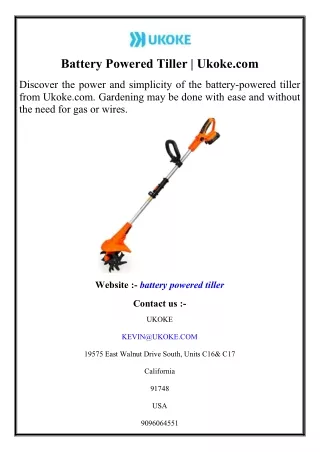 Battery Powered Tiller  Ukoke.com