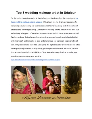 Top 3 wedding makeup artist in Udaipur