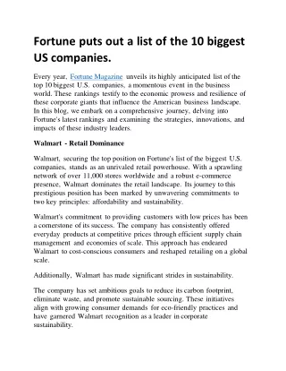 Fortune puts out a list of the 10 biggest US companies.