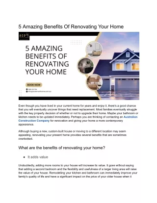 5 Amazing Benefits Of Renovating Your Home