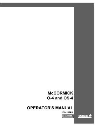 Case IH McCormick O-4 and OS-4 Tractors Operator’s Manual Instant Download (Publication No.1004228R1)