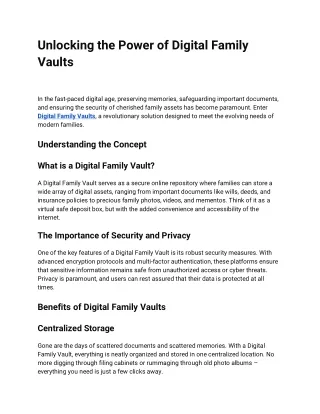 Unlocking the Power of Digital Family Vaults