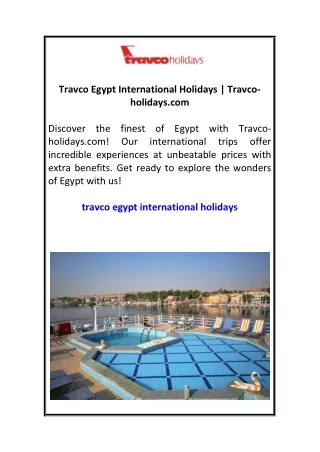 Travco Egypt International Holidays  Travco-holidays.com