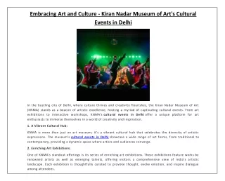 Embracing Art and Culture - Kiran Nadar Museum of Art's Cultural Events in Delhi