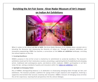 Enriching the Art Fair Scene - Kiran Nadar Museum of Art's Impact on Indian Art