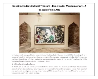 Unveiling India's Cultural Treasure - A Beacon of Fine Arts