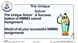 The Unique Solver 1; NMIMS Assignment Solution