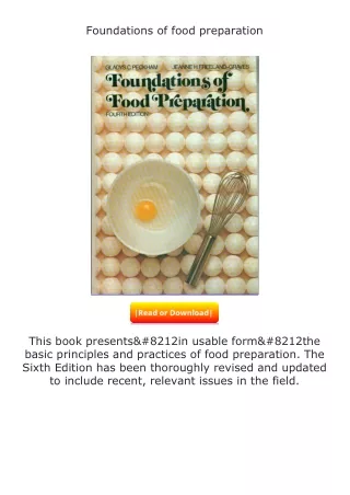 Pdf⚡(read✔online) Foundations of food preparation