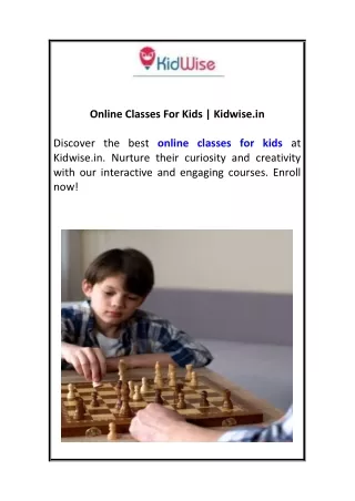 Online Classes For Kids  Kidwise.in 1