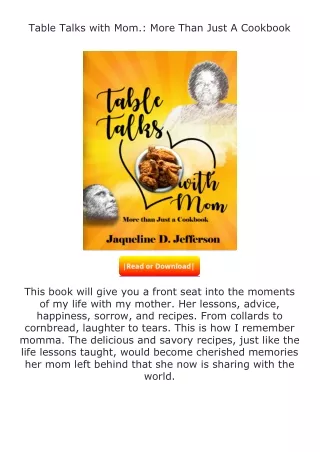 free read (✔️pdf❤️) Table Talks with Mom.: More Than Just A Cookbook