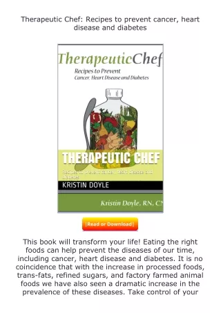 Download⚡ Therapeutic Chef: Recipes to prevent cancer, heart disease and di