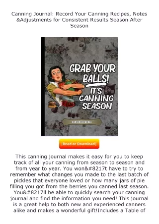 free read (✔️pdf❤️) Canning Journal: Record Your Canning Recipes, Notes & A