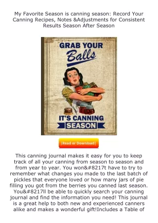 (❤️pdf)full✔download My Favorite Season is canning season: Record Your Cann