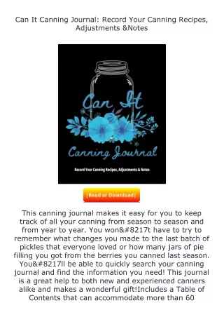 ✔️READ ❤️Online Can It Canning Journal: Record Your Canning Recipes, Adjust