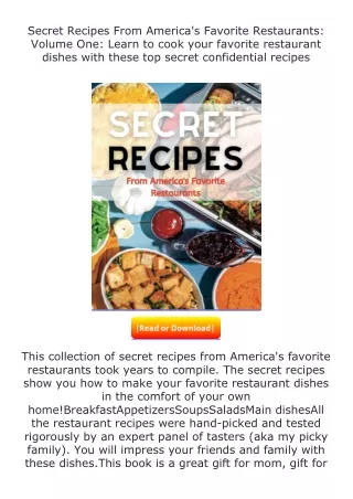 ✔️download⚡️ (pdf) Secret Recipes From America's Favorite Restaurants: Volu