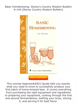 full✔download️⚡(pdf) Basic Homebrewing: Storey's Country Wisdom Bulletin A-