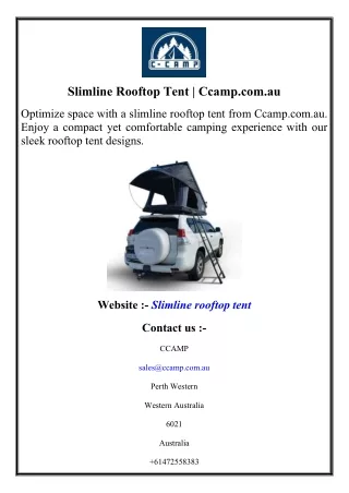 Slimline Rooftop Tent  Ccamp.com.au