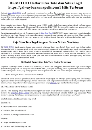 DKMTOTO Daftar Situs Toto dan Situs Togel #1 Hits Terbesar
